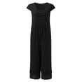 thumbnail image 4 of HBFAGFB Combinaison Femme Col Rond Manches Courtes Zippées Ample et Légère Noir Taille m, 4 of 5
