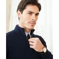 thumbnail image 4 of Kallspin Men's Quarter-Zip Sweater Cotton Mock Neck Knit Long Sleeve Pullover Sweater(Navy Blue,Medium), 4 of 9