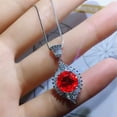 thumbnail image 2 of 3 Color Round Cubic Zircon Necklace Pendant Charm Women 925 Silver Jewelry, 2 of 2