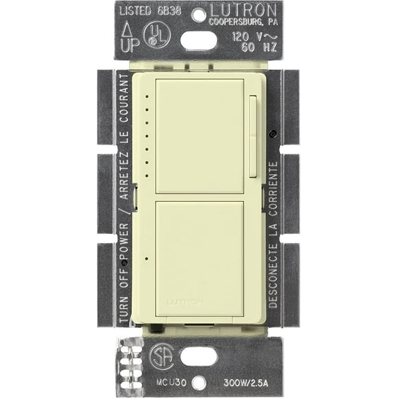 Lutron Maestro Dual Digital Dimmer and Switch, Only for Incandescent and Halogen Bulbs, 300-Watt Single Pole | MA-L3S25-WH | White