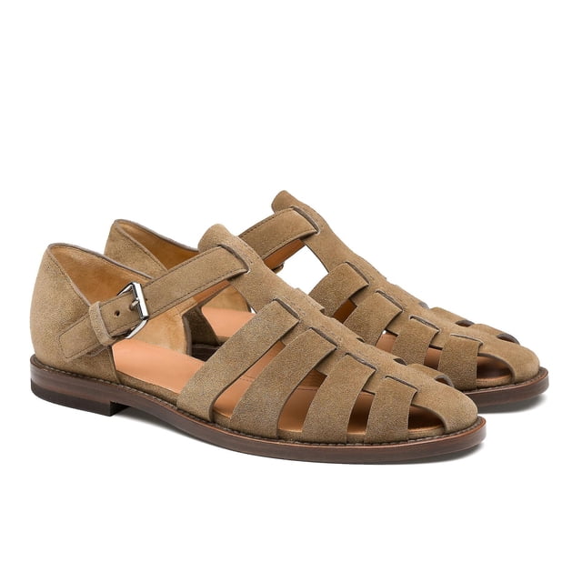 Bebetter Men's Closed Toe Handmade Leather Sports Sandals