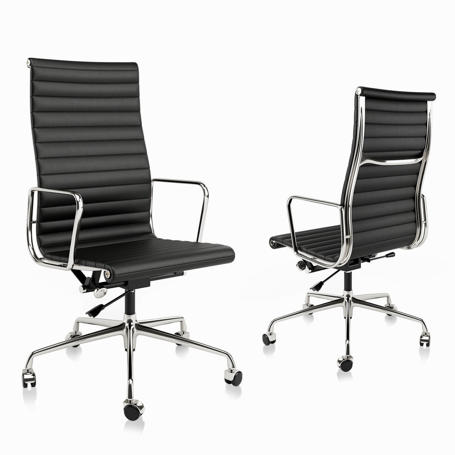 High Back Office Chair Ergonomic Office Chair Swivel Leather Task Chair with Lumbar Support,Adjustable Height,Black
