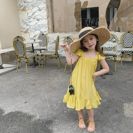 

TOPWONER Baby Girls Flying Sleeve Dresses Summer Party Beach Hawaiian Dresses