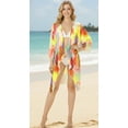 thumbnail image 4 of LA LEELA Women's Chiffon Summer Beach Bikini Cardigan Swimsuit Kimono Beachwear Duster L-XL Varicolor, Pineapple, 4 of 4