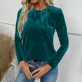 thumbnail image 5 of ZHYou Women Long Sleeve Tee Shirts,Crew Neck,Vertical,Striped,Textured,Soft Casual T-Shirts,Stretchy Slim Fit Tops,Mint Green,Size M, 5 of 9