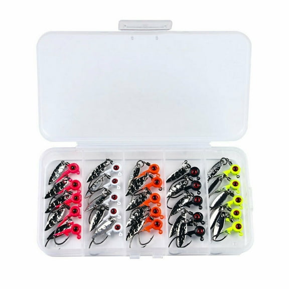 50pcs/box Spoon Lead Jig Head Fishing Hooks Crappie Lure Bait Kit Tackle Set