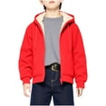 thumbnail image 3 of Hinvhai Girls Zip Up Hoodies Cropped Sweatshirts Long Sleeve Jackets with Pockets Kids Tops Clothes Red 9, 3 of 8