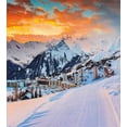 thumbnail image 3 of Winter Duvet Cover Set, Majestic Winter Seasonal Scenery over High Mountain Peaks with Dusk Color Sky, Decorative 2 Piece Bedding Set with 1 Pillow Shams, Twin Size, Orange White, by Ambesonne, 3 of 3