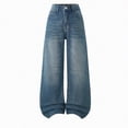thumbnail image 4 of kpoplk Girls Straight Leg Baggy Jeans Loose Denim Pants with Pockets Classic Casual Style(Dark Blue,14-15 Y), 4 of 4