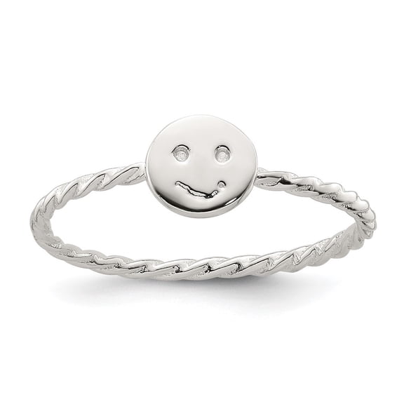 Auriga Fine Jewelry 925 Sterling Silver Smiley Face Twisted Ring for Women Size 6