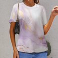 thumbnail image 6 of Marble Blue Greene Purple And Gold Stripes T Shirts Basic T-Shirt Short Sleeve Ladies Tee Shirt Summer Graphic Clothing, 6 of 6