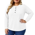 thumbnail image 4 of LEKWK Plus Size Tops for Women Long Sleeve Crew Neck Henley Shirts Fall Winter Relaxed Fit Workout Tops Gym Running Activewear,Size L-5XL, 4 of 6