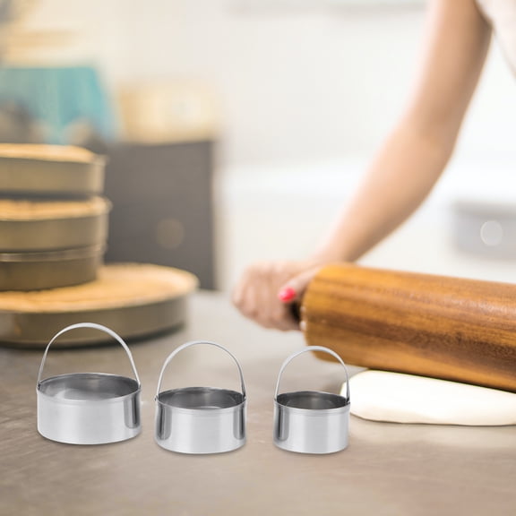 SEWCHICS Set of 3 Stainless Steel Biscuit Cutters Dishwasher Safe for Baking Cookies, Pastries, and More