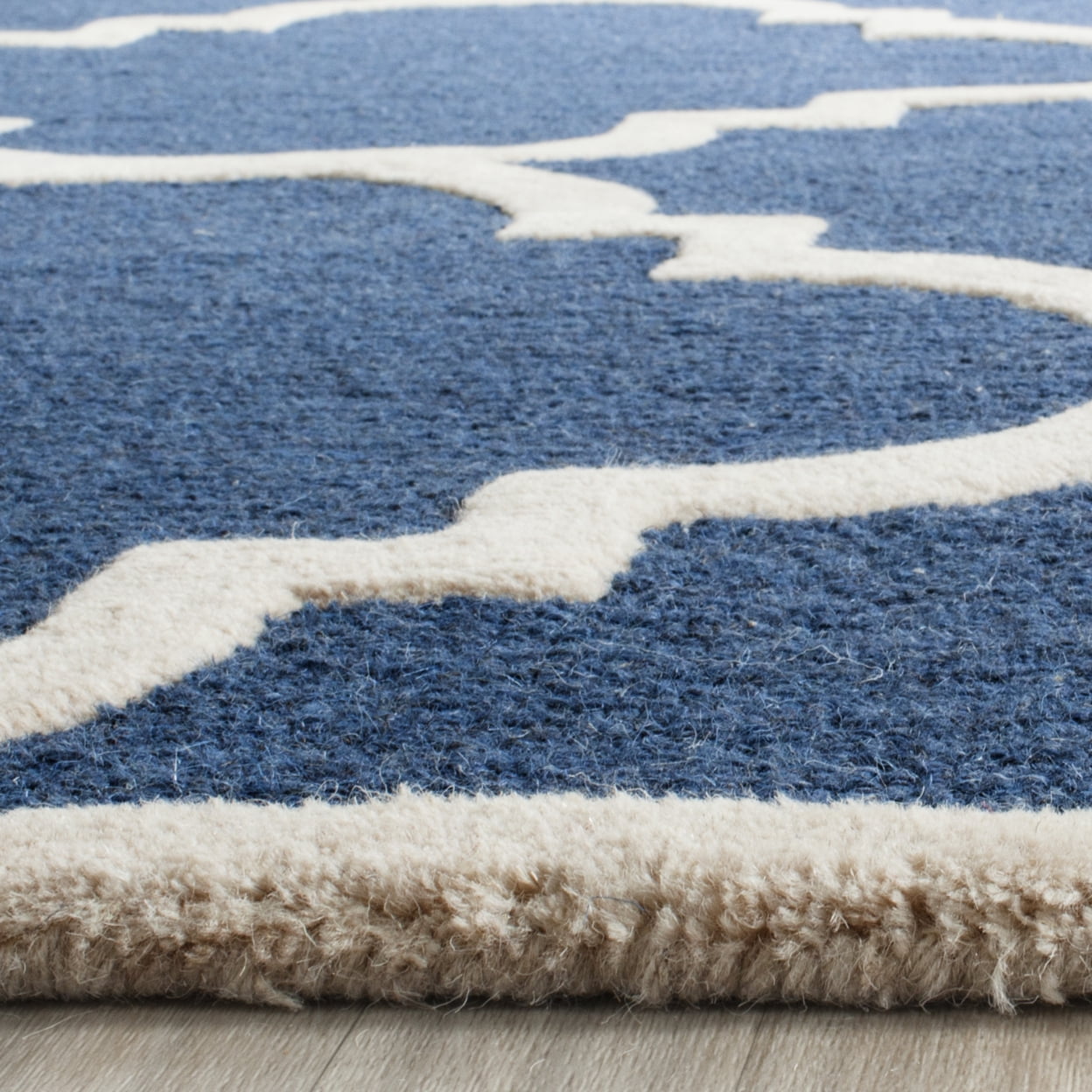 SAFAVIEH Cambridge Justine Geometric Wool Area Rug, Navy/Ivory, 8' x 10'