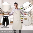 thumbnail image 2 of Jubatus Paquete de 2 Delantales 100% Algodón con 2 Bolsillos Cocina Chef Cocina Delantal con Babero Ajustable para Mujeres Hombres Beige, 2 of 5