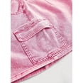 thumbnail image 3 of Womens Pink Denim Mini Skirt With Cargo Flap Pockets And Button Front, 3 of 30