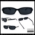 thumbnail image 2 of SA106 Womens Slim Retro Mod Narrow Rectangle Sunglasses Gold-Tone Temple Hinge / All Black, 2 of 7