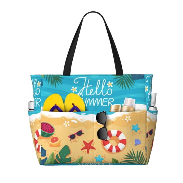 Easygdp Hello Summer1 Bolsa de Viaje de Playa de Gran Capacidad, Bolsa Tote Perfecta para la Playa, Escapadas de Fin de Semana y Viajes