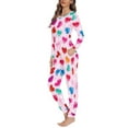 thumbnail image 2 of Renewold 2pcs Comfort Soft Walking Jogger Pajama Shirt Set Valentine's Day Daily Wear Loungewear Outfits Colorful Hearts Long Sleeve Tops & Long Sweatpants for Women Size 2XL, 2 of 4