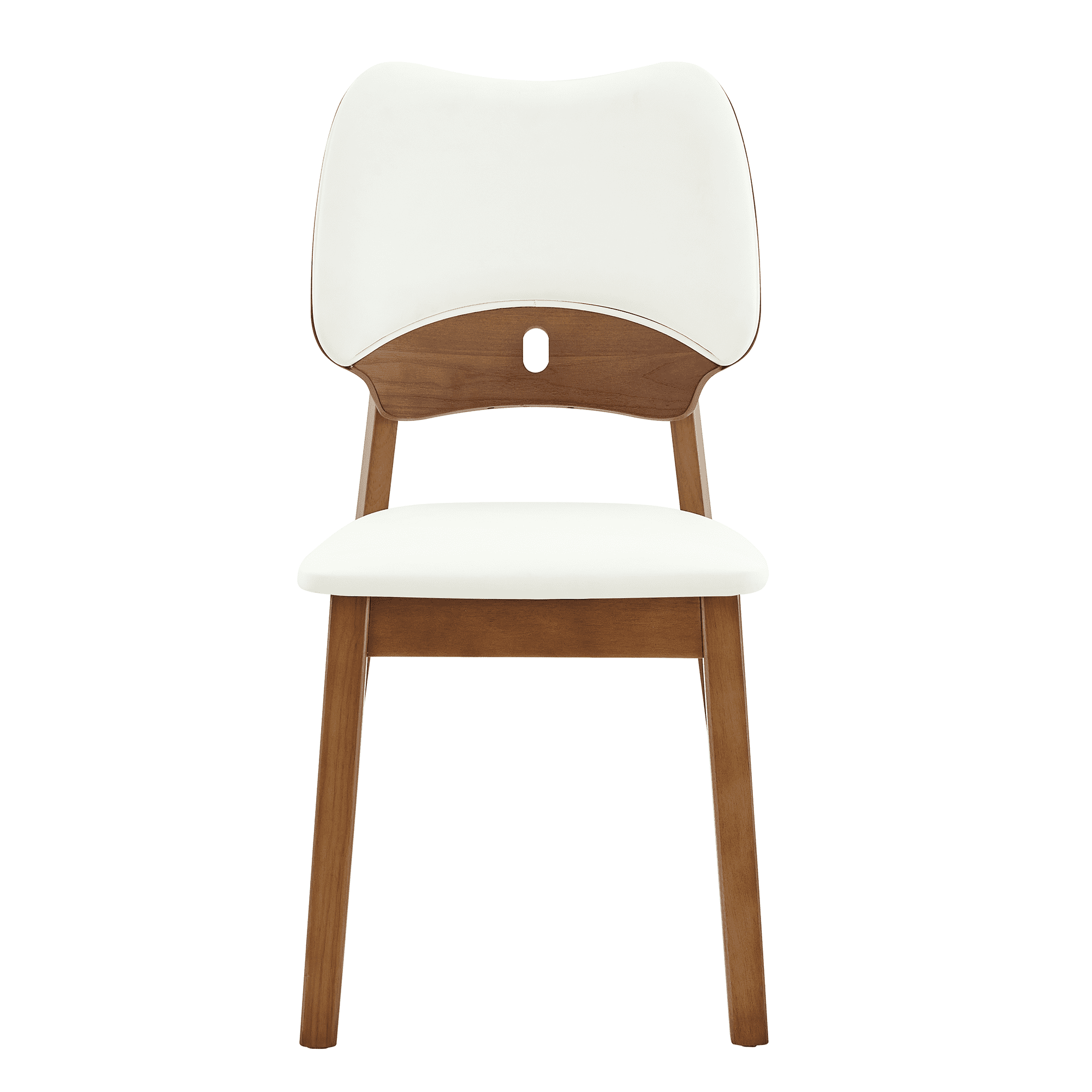 Leumius Dining Chairs Set of 2, White PU Soft Packaging on the Backrest and Seat Cushion, Hollowed Out Backrests for Kitchen Dining Room