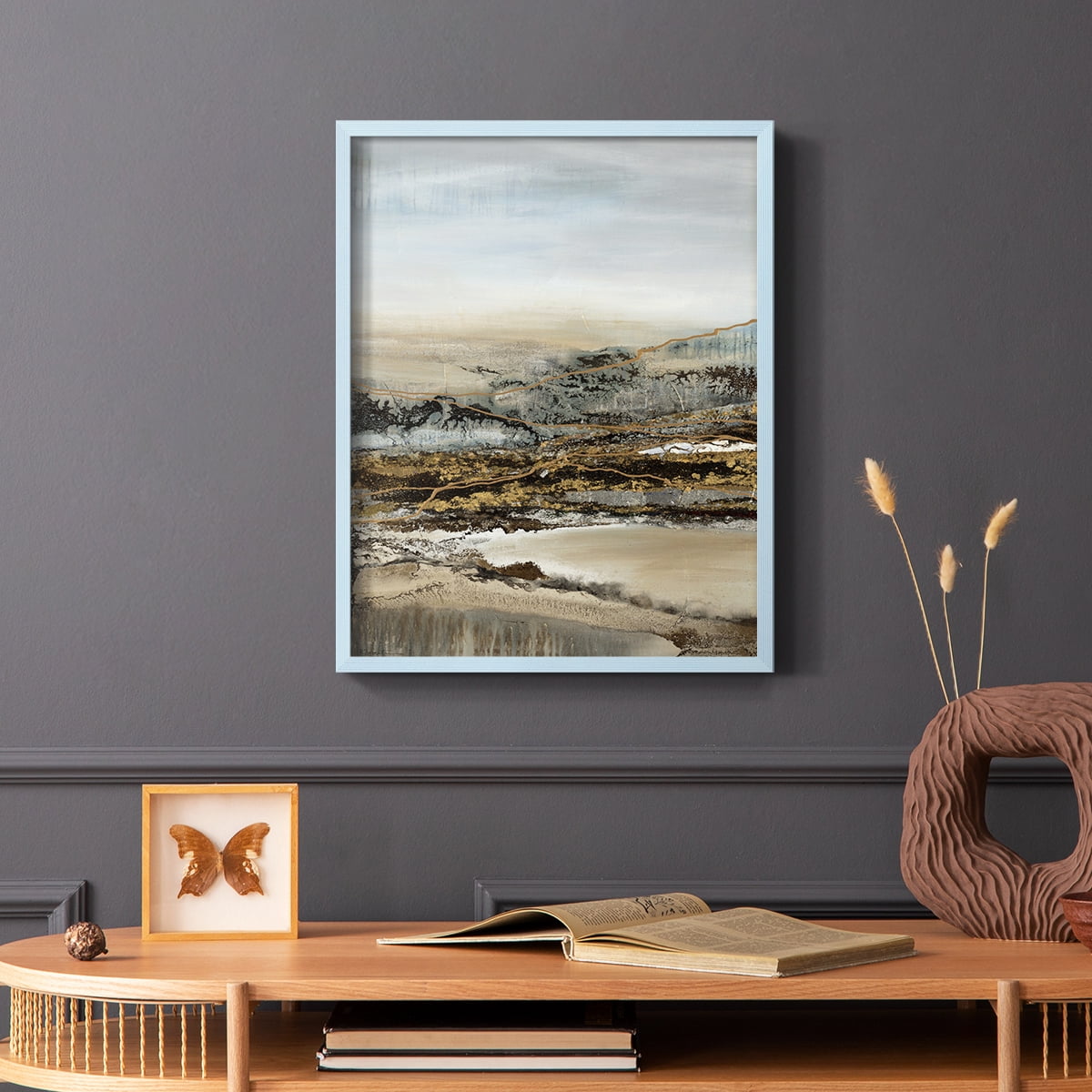 Annual Journey Framed Print in Blue Solid Wood Framed Print No Nail Hanging