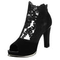 thumbnail image 2 of CQONEPT Women's Peep Toe Dance Stilettos High Heels Sandals Fashion Sexy Lace Sandal Booties Dress Ladies Dress Pumps Ankle Booties Size 6 Black, 2 of 7