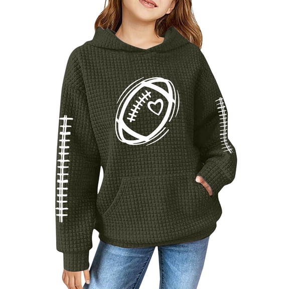KAUOD Girls Ribbed Pullover Hoodies Baseball Oversized Long Sleeve Cute Hoodie Sweatshirts Kids Lightweight Loose Tops