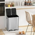 thumbnail image 2 of FDW 60L Dual Compartment Trash Can, 16 Gallon Stainless Steel Step Bin, 2x30L Removable Buckets, Soft Close Lids, Kitchen Recycling, 2 of 6