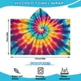 thumbnail image 2 of Colorful Tie Dye Spiral Pattern Hooded Bath Towel，50"x30" for Ages 3 To 12 Kids, Quick Dry Lightweight Soft Microfiber Hood Beach Towel Cover Up for Kids, 2 of 7