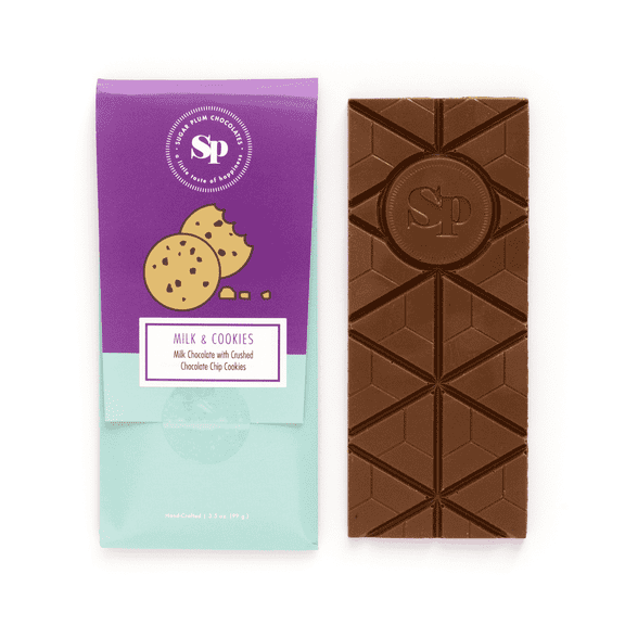 Sugar Plum Milk & Cookies Chocolate Bars, 5 Count – Gourmet Milk Chocolate with Cookie Pieces