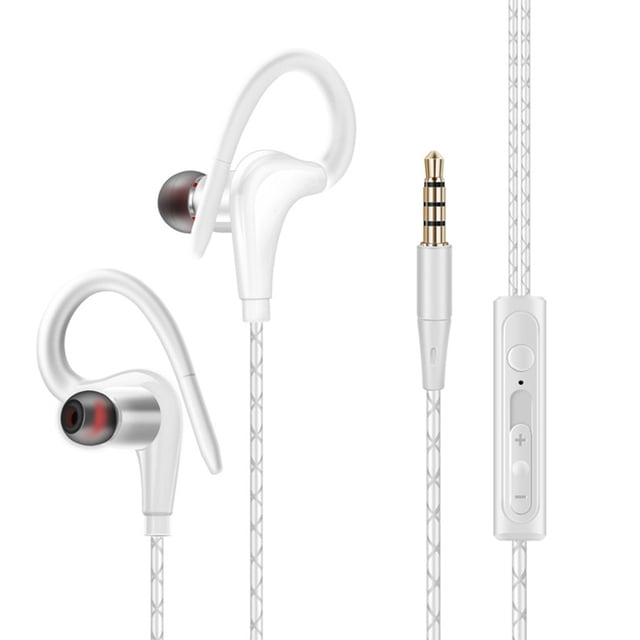 Inteprter Auricular deportivo Fitness con cable Auriculares a prueba de agua Control con cable Aislamiento de ruido Auricular intrauditivo enganchado, Cables de audio/vídeo Blanco