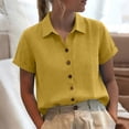 thumbnail image 4 of Yievot Button Down Shirts for Women Collared Roll-Up Short Sleeve Lightweight Breathable Tops, 4 of 5