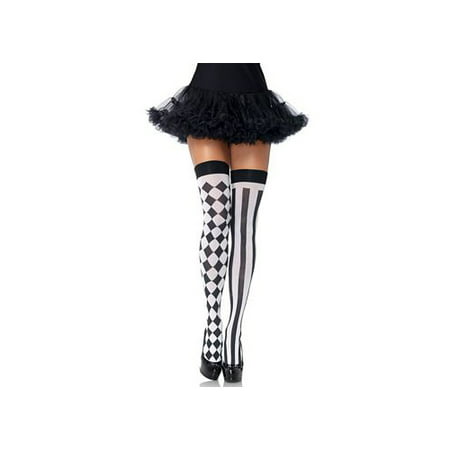 Harlequin Thigh High Stockings Adult Halloween Accessory, One Size, (4-14)