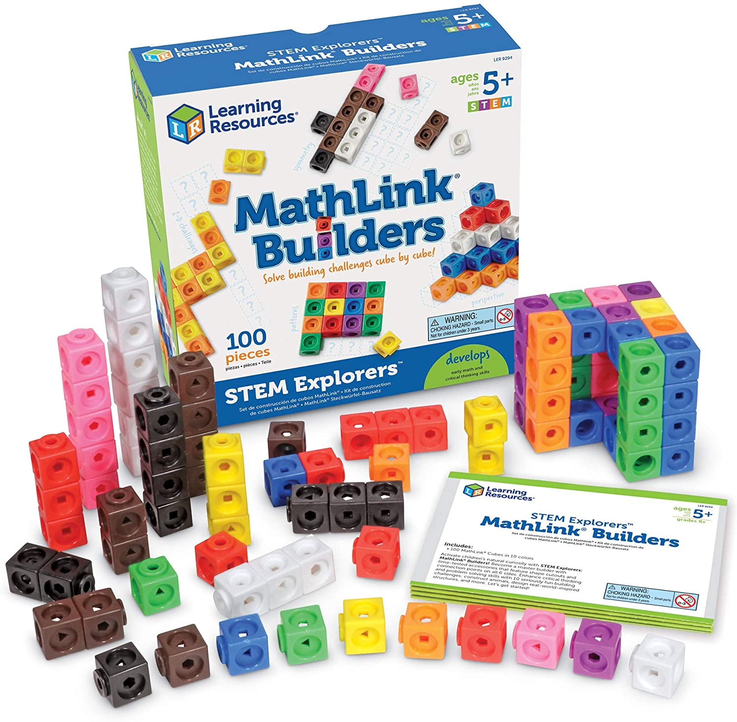 Set of 100 Educational Kid's Present Mathlink Cubes Math Learning Starter 
