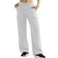 thumbnail image 2 of Womens Cargo Sweatpants Fleece Wide Leg Sweat Pants High Waisted Baggy Athletic Joggers Pants with Pockets 03-Gray XXL, 2 of 5