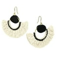 thumbnail image 4 of AeraVida Stylish Fan Shaped Natural Tassels with Black Accents Brass Dangle Earrings, 4 of 4