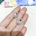 thumbnail image 5 of K-KED Pretty 925 Silver Filled Pearl Hoop Earring Women Cubic Zircon Wedding Jewelry, 5 of 6