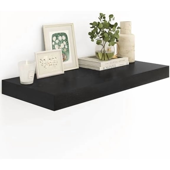 12" Deep Black Floating Shelves, Over Toilet Wall Mounted, 36" Long, Invisible Brackets, Bedroom/Bathroom/Living Room/Kitchen, Set of 1