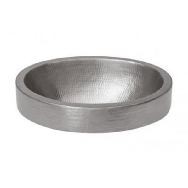 Compact Oval Skirted Vessel Hammered Copper Sink in Electroless Nickel