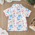 thumbnail image 2 of Gibobby Blusas Casual Camiseta para niños pequeños con estampado de dibujos animados, botón de manga corta, estampado de coche de dinosaurio de dibujos animados, camisetas par(Rosa, 12-18 Meses), 2 of 5