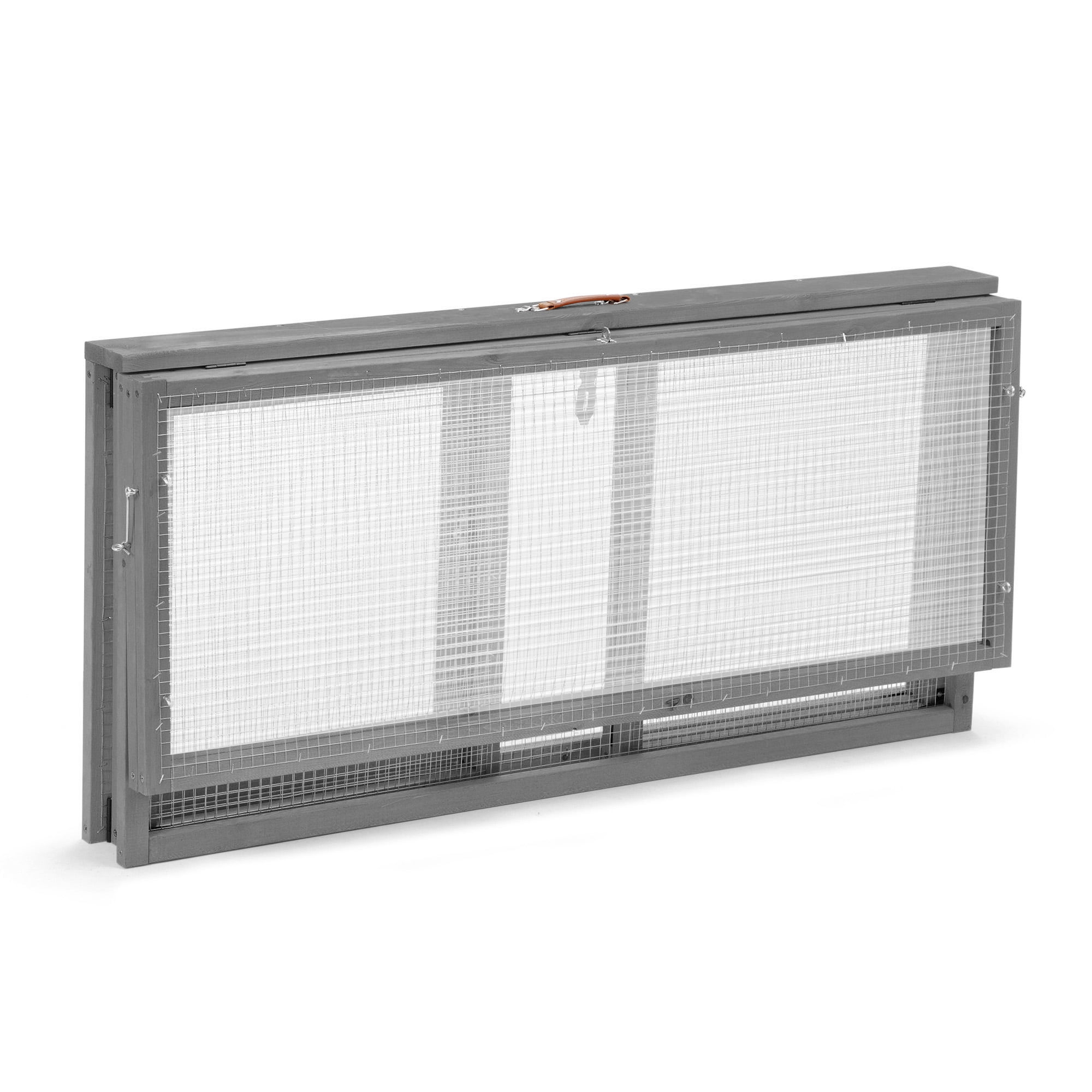 Izzovium Portable Rabbit Hutch with Security Locks, 21.3H Foldable Bunny House, Gray