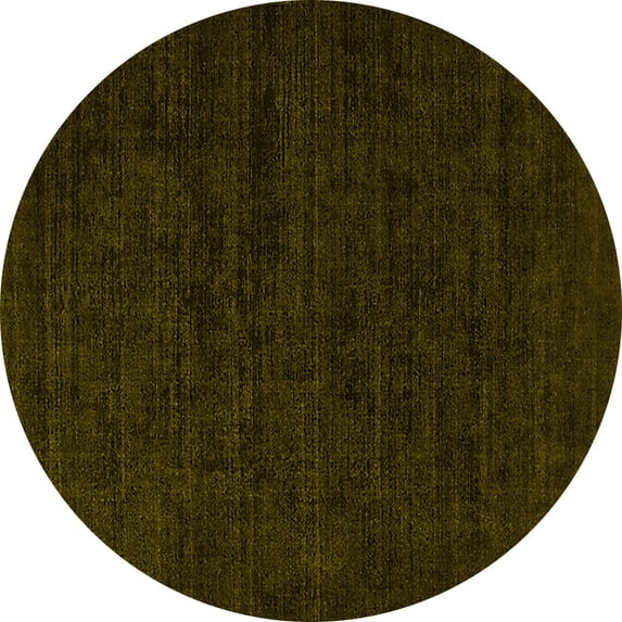 Ahgly Company Indoor Round Solid Yellow Modern Area Rugs, 3' Round