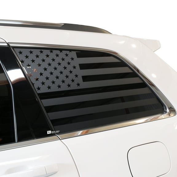 Bogar Tech Designs Precut American Flag Rear Side Quarter Window Decal Stickers Compatible with Jeep Grand Cherokee 2011-2021, Matte Black