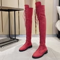 thumbnail image 2 of DeHolifer Women's Boots Plus-Size Round Toe Lace-Up Low-Heeled Comfortable Knee-High Boots, 2 of 5