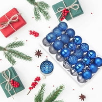 HCBY 36Pcs Solid Electroplated Christmas Ball For Xmas Tree Festives Stylish Holidays Home Decorations Gift idea(Silver-Blue,2.36")