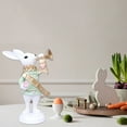 thumbnail image 5 of AURIGATE Easter Green Bunny with Trumpet Resin Figurine 2.36x7.09in Decorative Ornament for Spring Holiday Home Desktop Decor, 5 of 6