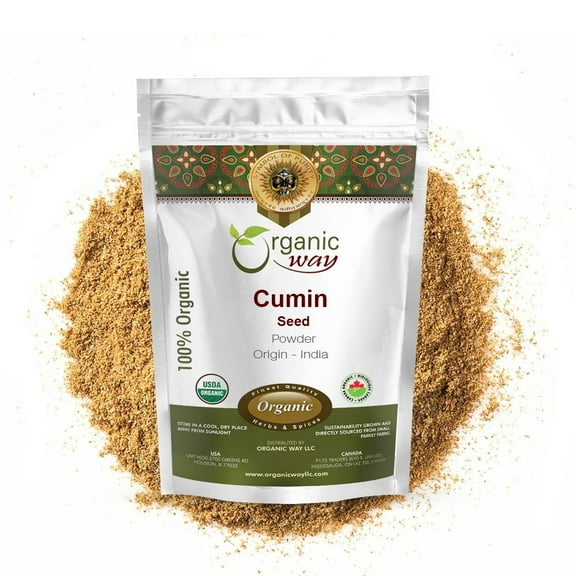 Organic Way Premium Cumin / Jeera Seeds Powder (Cuminum Cyminum) Adds Flavor & Aroma | Organic & Kosher Certified | Raw, Vegan, Non GMO & Gluten Free | USDA Certified | Origin - India (1 LBS / 16 Oz)