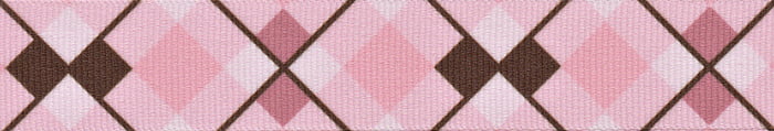 Pink Argyle design Ribbon 3/8 inch by 4 feet