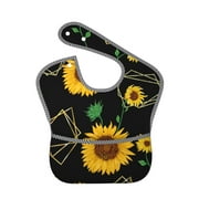 Bingfone Mess-Proof Baby Bib - Waterproof Bib For Baby Boy Or Girl With Food Catcher Pocket, Unisex-Flower (2)
