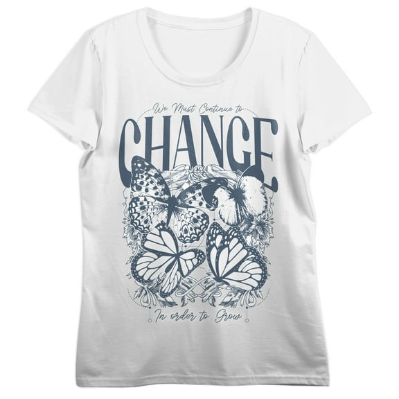 Butterflies We Must Continue To Change Crew Neck Short Sleeve Women's White T-shirt-Medium